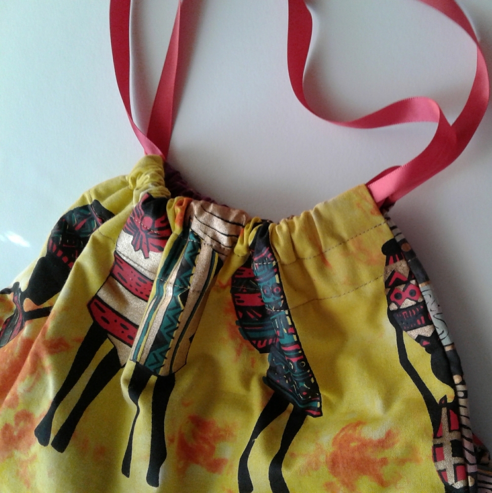 Drawstring Travel/Storage Bag Cotton African Print